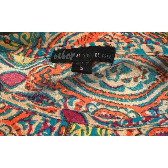 Beboy Teal and Orange Geometric Dress Lightweight Soft Comfortable Dress Small - Picture 7 of 7